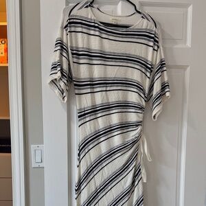 Max Studio Ivory and Navy Striped Maxi Dress